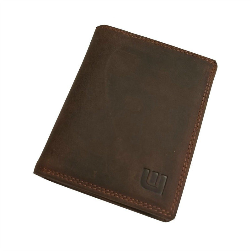 High Capacity / Vertical Style Bi Fold Leather Wallet Bi-Fold wallet WALLETERAS Dark Brown 