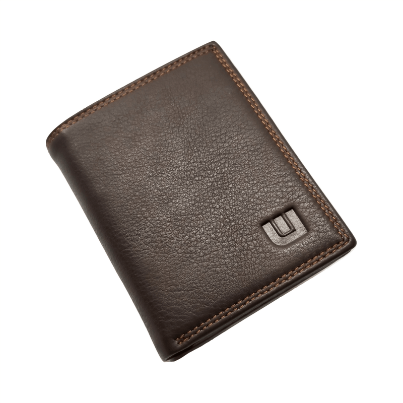 High Capacity / Vertical Style Bi Fold Leather Wallet Bi-Fold wallet WALLETERAS Coffee 
