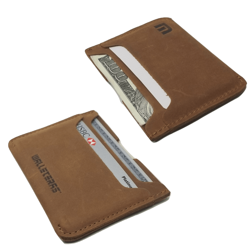 Minimalist Card Holder in Crazy Horse Leather - Solo Credit Card Holders WALLETERAS 