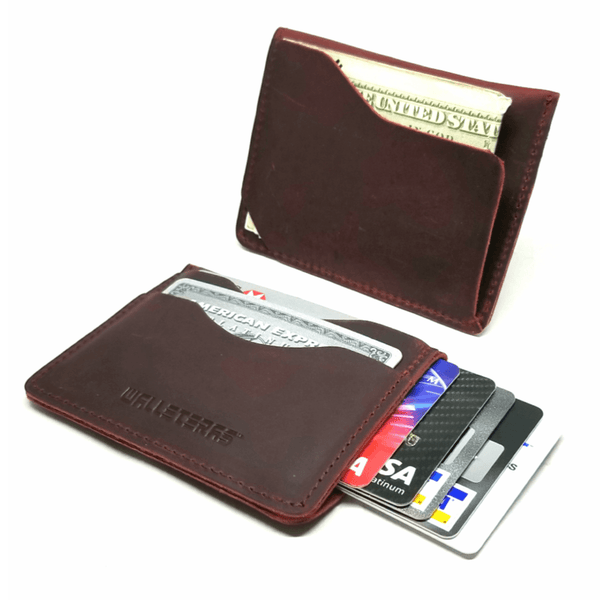 Small Front Pocket Wallet in Crazy Horse Leather - Solo II Credit Card Holders WALLETERAS 