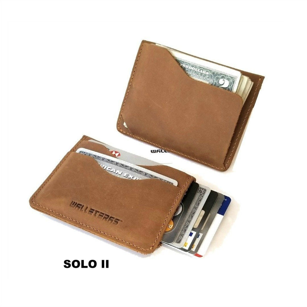 Minimalist Front Pocket Wallet in Crazy Horse Leather - Solo II
