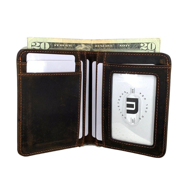 WALLETERAS Bifold Two ID Brown Leather Wallet - Heritage TX1 RFID Bifold Leather Wallet WALLETERAS 
