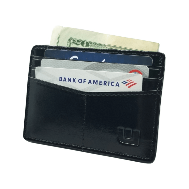 RFID Front Pocket Wallet / Card Holder with ID Window - Espresso "Plus" Credit Card Holders WALLETERAS Black -2 Waxed 