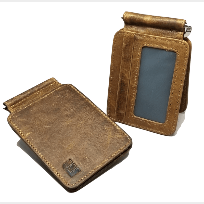 Front Pocket Wallet with Money Clip and ID Window - MC7PLUS Money Clip WALLETERAS Brown 