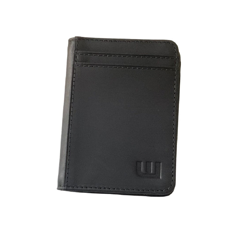 Front Pocket Wallet with RFID Protection and ID Window - S1 Front Pocket Wallet WALLETERAS Crazy Horse Leather Black CHL 