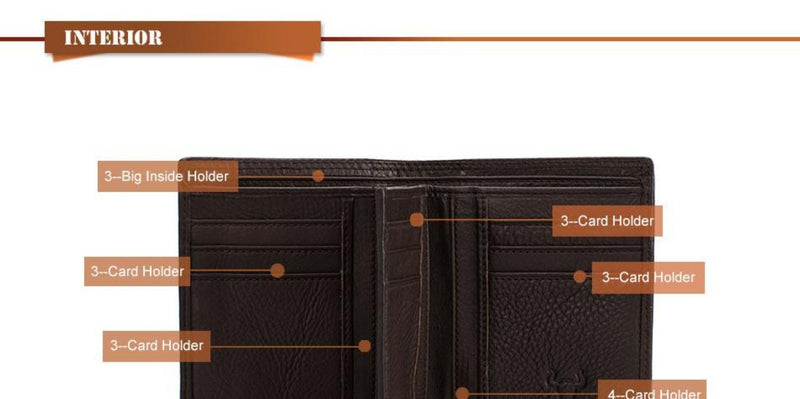 High Capacity / Vertical Style Bi Fold Leather Wallet Bi-Fold wallet WALLETERAS 