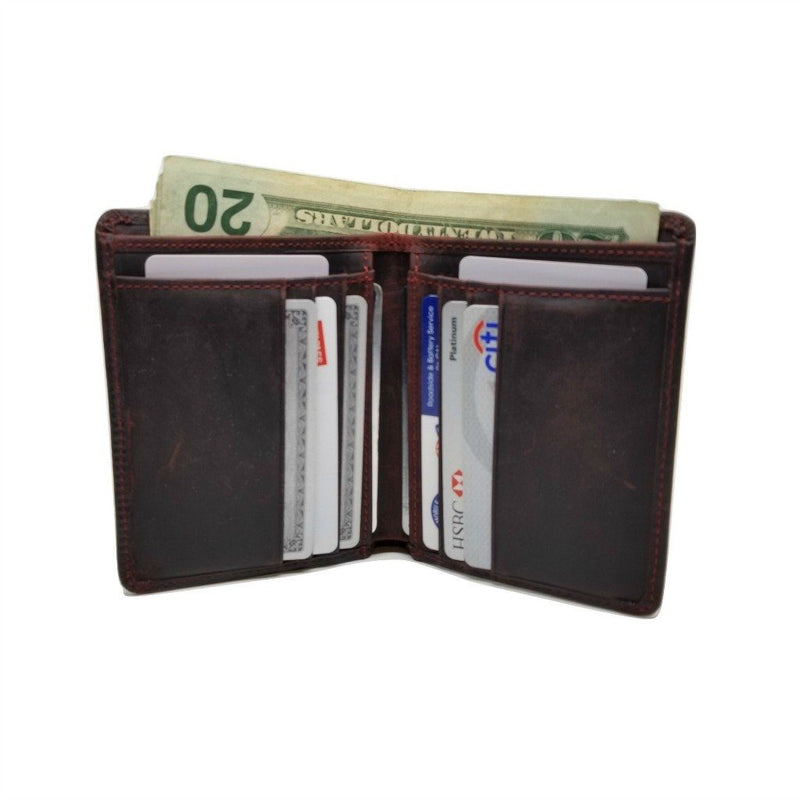 Vertical Style RFID Bifold in Crazy Horse Leather - Vertex Bi-Fold wallet WALLETERAS 