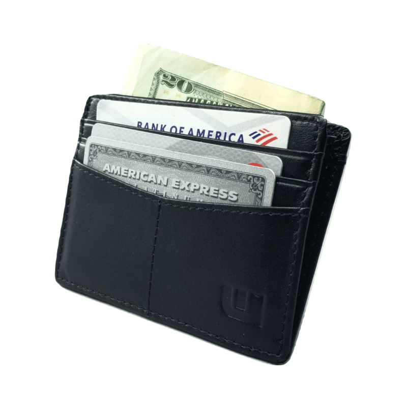 slim credit card cash holder black
